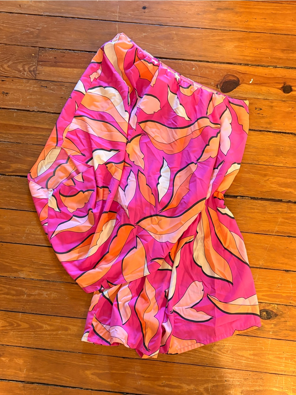 Vibrant Pink Tropical Print Mini Skirt